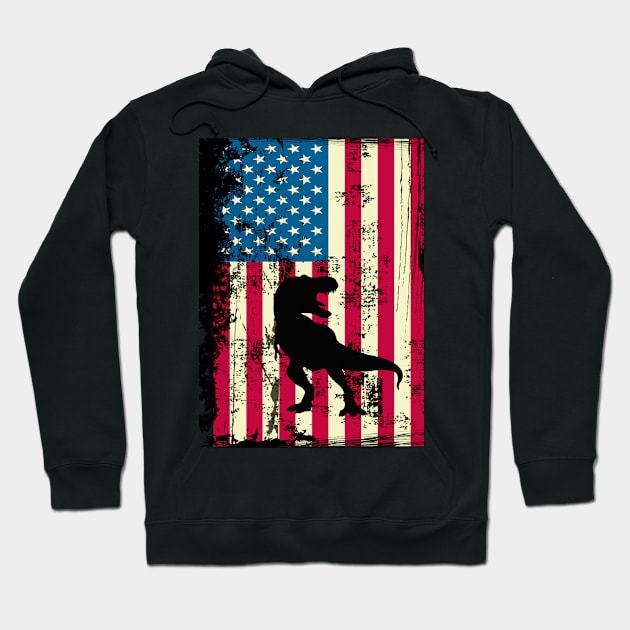 T-Rex American Flag USA Patriotic 4th Of July Gifts Hoodie by KittleAmandass